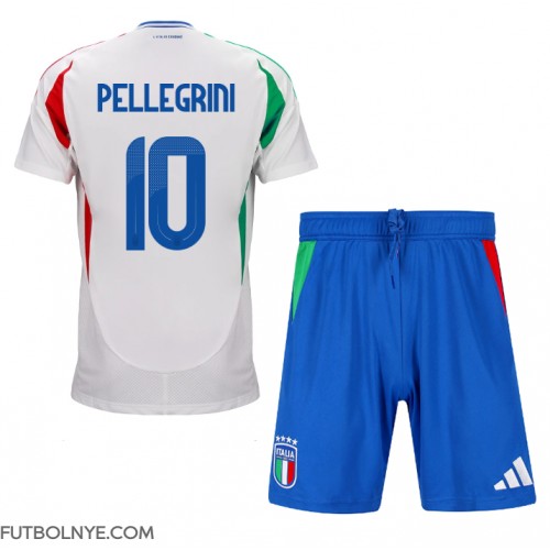 Camiseta Italia Lorenzo Pellegrini #10 Visitante Equipación para niños Eurocopa 2024 manga corta (+ pantalones cortos)